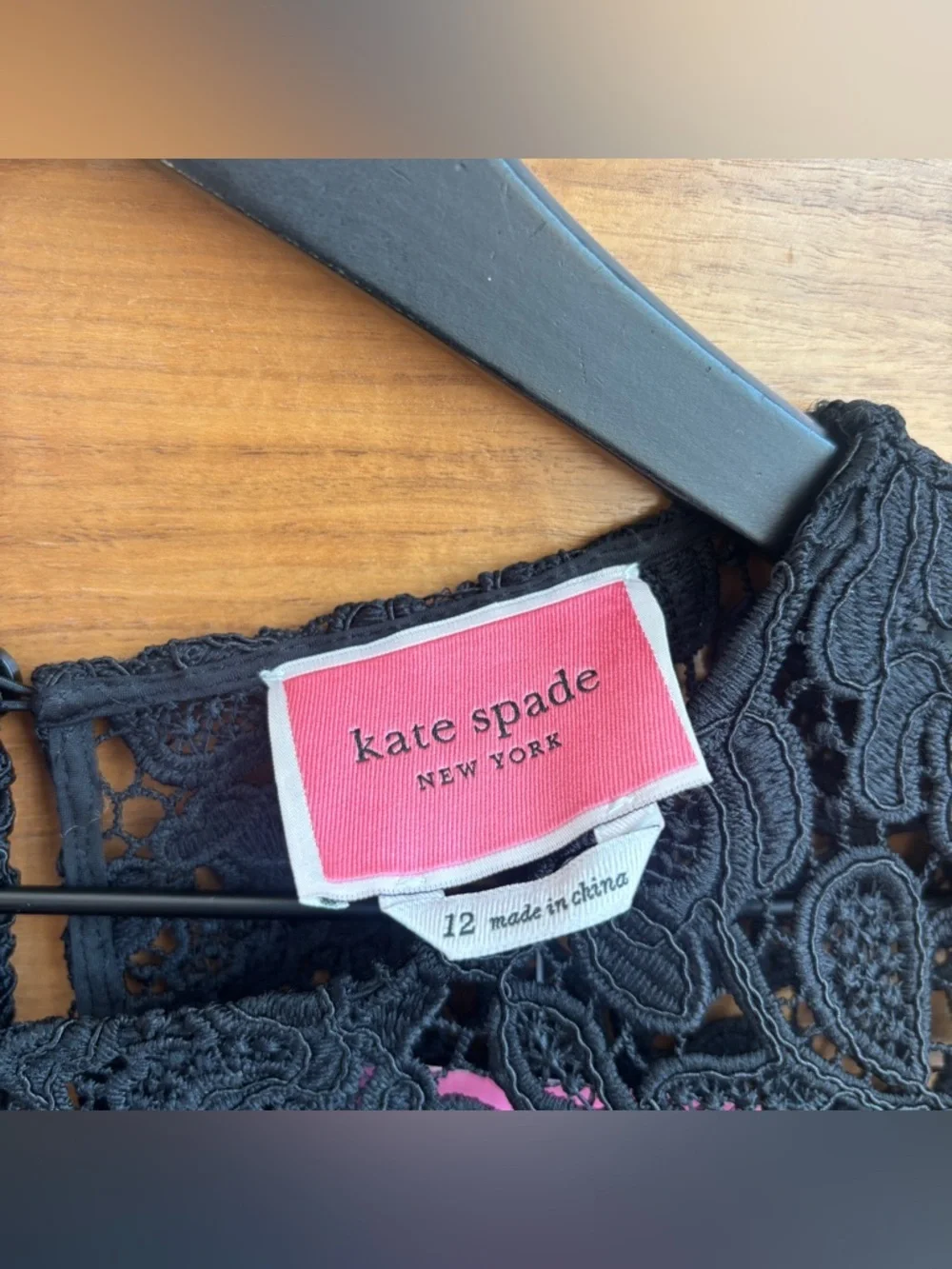 NWT Kate Spade Ribbon Lace Applique Crepe Dress, Size‎ 12